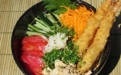 Hiyashi chūka et ebi fry